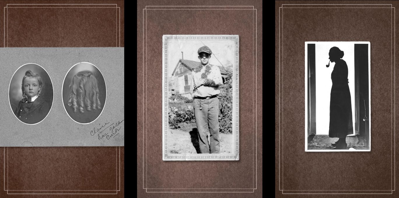 Three vintage postcards from the book