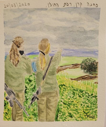 Watercolor postcard: military service