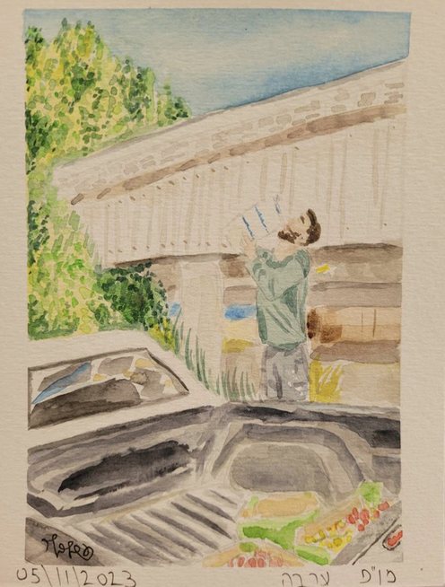 Watercolor postcard: thirsty farmer